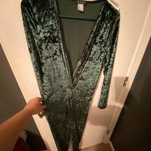 Venue green velvet jumpsuit